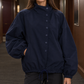 Jacket Polyester Oversized with Offset Buttons and Balloon Sleeves