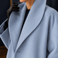 Coat Polyester Oversized Mid-Length with Broad Lapel Collar