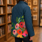 Jacket Polyester Floral Print Quilted with Padded Stand Collar