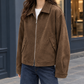 Jacket Faux Suede Hip-Length with Silver-Tone Zip Front