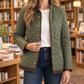 Quilted Jacket Polyester Diamond Quilting with Contrast Trim