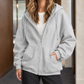 Woven-Blend Relaxed Zip Hoodie