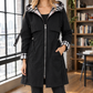 Hooded Jacket Polyester with Check Trim, Full Zip and Drawcord Waist