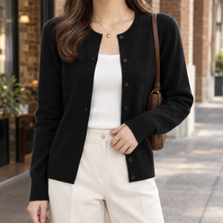Fine Knit Button Cardigan
