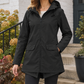 Hooded Jacket Polyester Straight with Full Zip and Fishtail Hem
