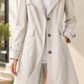 Overcoat Polyester Single-Breasted Fitted Mid-Length with Button Tabs