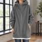 Oversized Fleece Zip Hoodie, Thigh Length