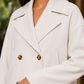 Blazer Polyester Cropped Boxy Double-Breasted with Notched Lapels
