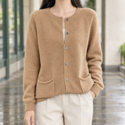 Cardigan with Curved Patch Pockets