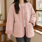 Jacket Wool Oversized with Contrast Ribbed Trim and Patch Pockets