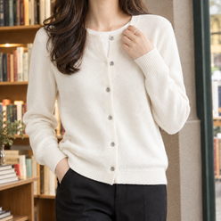Fine Knit Crew Neck Cardigan