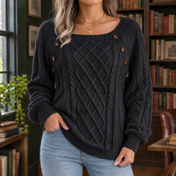 Square Neck Loose Knit Jumper