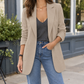 Blazer Polyester Tailored Longline with Notched Lapels