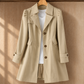 Trench Coat Cotton Blend Lightweight Tailored with Flared Hem