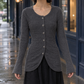 Linen-Blend Sculpted Texture Cardigan