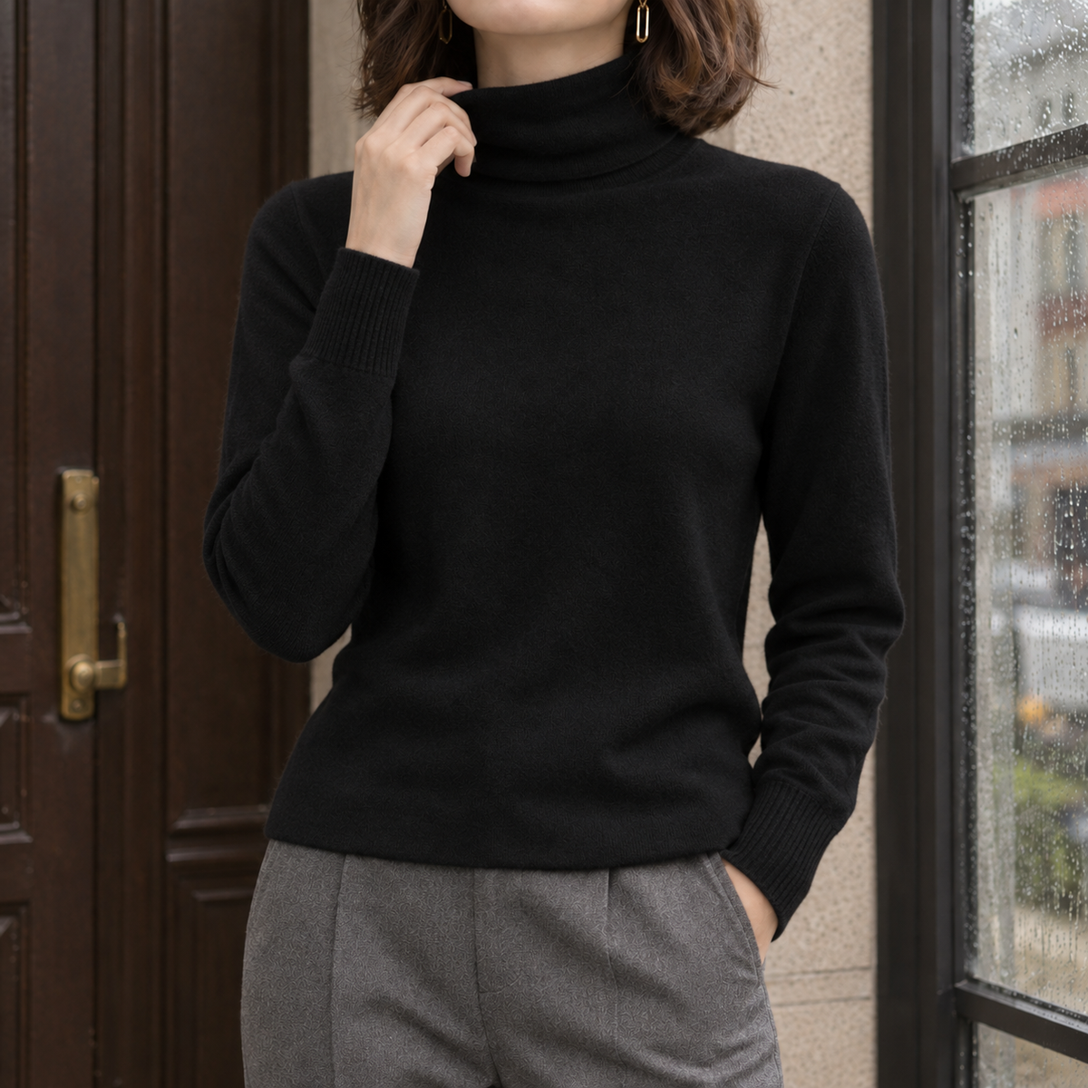 Wool-Blend Roll Neck Jumper