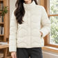 Quilted Jacket Duck Down Padded with Raised Collar and Snap Placket