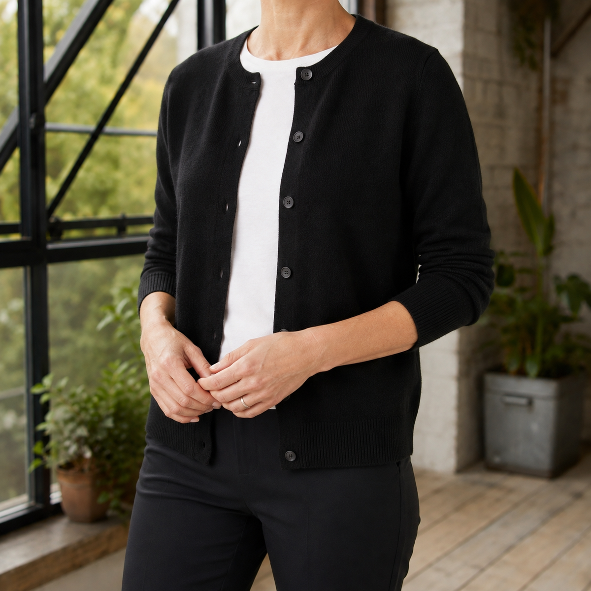 Buttoned Soft Knit Cardigan
