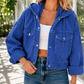 Hooded Jacket Washed Cotton Blend with Studded Front and Drawstring