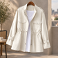 Utility Jacket Cotton Blend with Stand Collar, Epaulettes and Drawcord