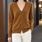 Fine Wool V-Neck Cardigan with Easy Drape