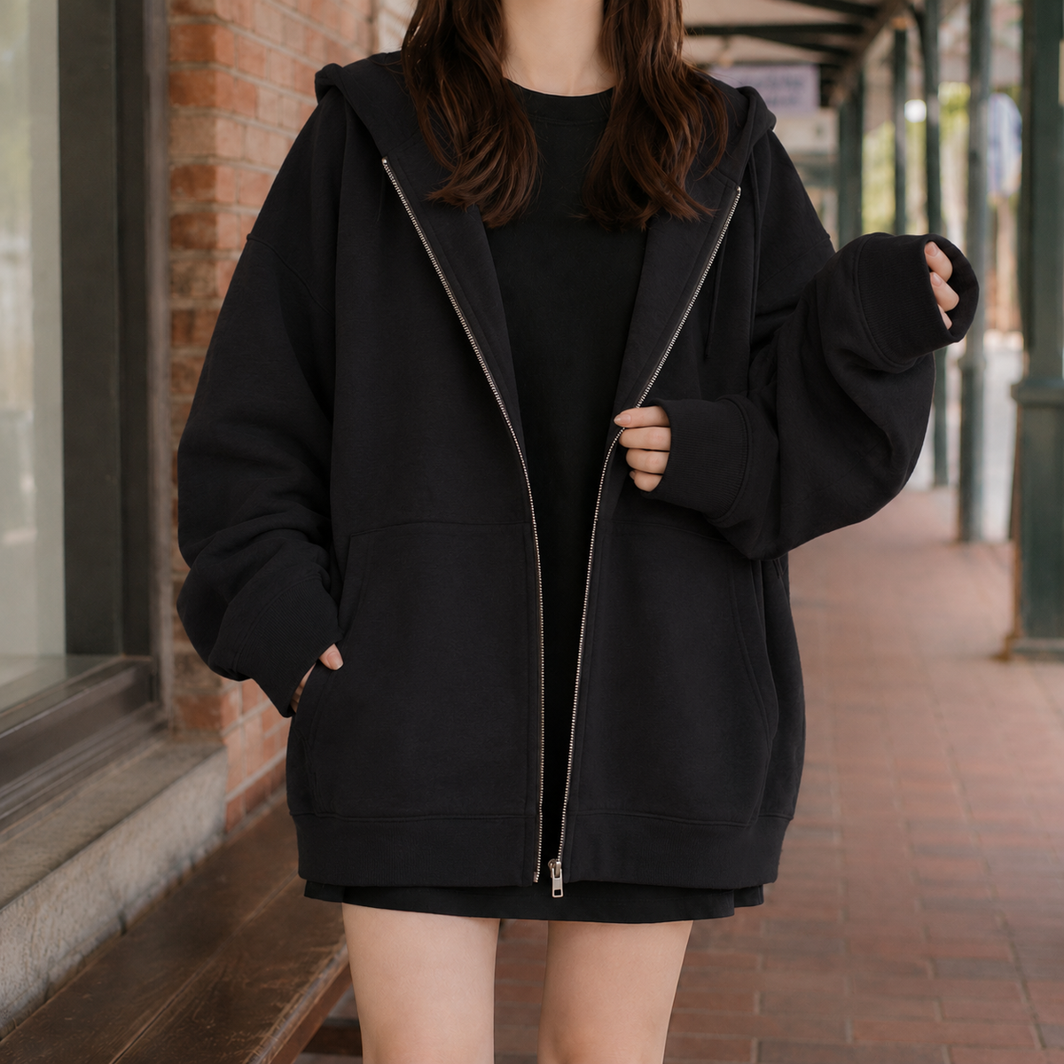Easy Oversized Zip-Front Hoodie