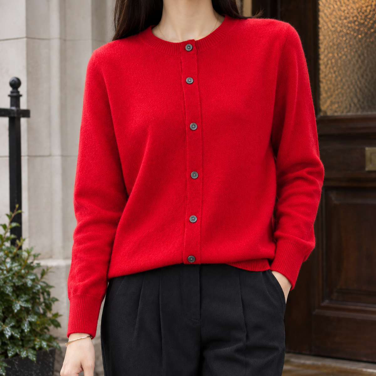 Wool-Rich Knit Cardigan