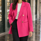 Blazer Polyester Longline with Wide Lapels and Metallic Buttons