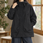 Hooded Utility Jacket Cotton Blend with Drawcord and Four Pockets