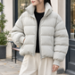 Puffer Jacket Duck Down Quilted with Sculpted Stand Collar and Zip