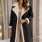 Coat Faux Leather Longline with Faux Shearling Trim and Matching Belt