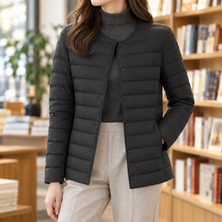 Down Jacket Nylon Lightweight with White Duck Down and Snap Front