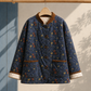 Jacket Cotton-Linen Blend Floral Print with Diamond Quilting
