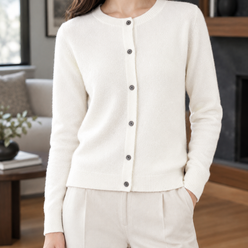 Relaxed Round Neck Button Cardigan