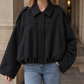 Jacket Faux Suede Cropped with Pointed Lapel Collar and Cape Sleeves