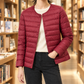 Quilted Jacket Polyester Slim Short with Round Neckline and Snap Front
