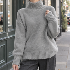 Relaxed Roll Neck Jumper with Generous Sleeves