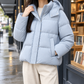 Puffer Jacket Down Filled Loose Waist-Length with Attached Hood