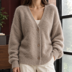 Oversized Wool-Blend V-Neck Cardigan