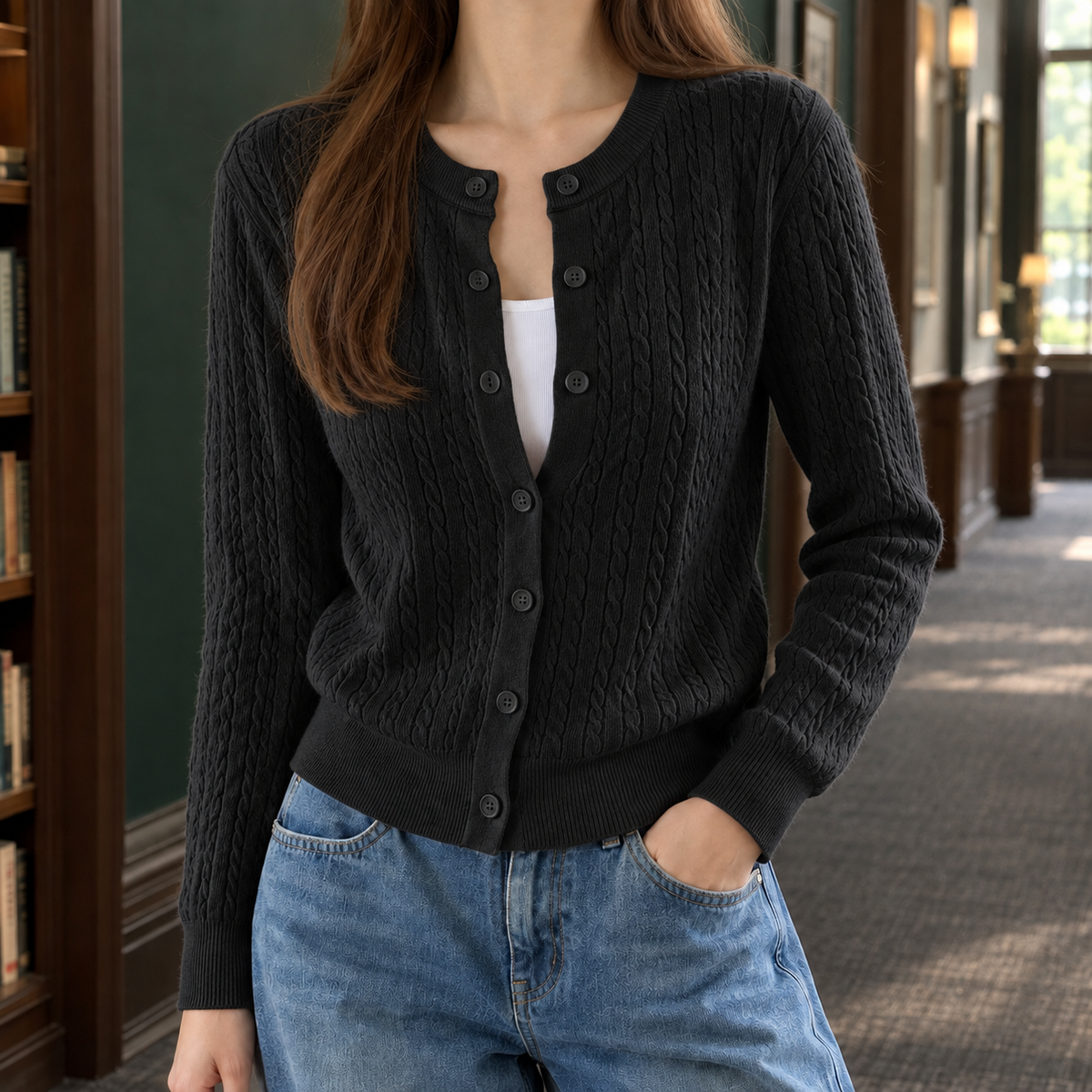 Vertical Cable Cardigan
