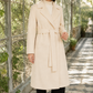 Overcoat Wool Blend Belted Longline with Classic Notched Lapels