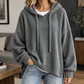 Ribbed Roomy Hoodie with Dropped Shoulders