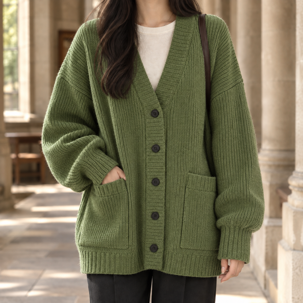Oversized Ribbed Cardigan