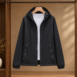 Hooded Jacket Polyester with Full Zip and Two Zipped Pockets