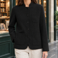 Jacket Wool Stand Collar with Five-Button Front and Patch Pockets
