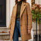 Coat Polyester Plaid Windowpane Straight with Broad Notched Lapels