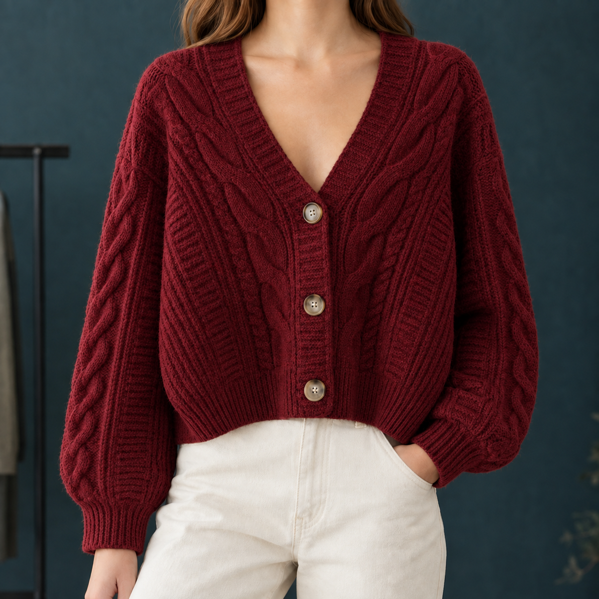 Relaxed Cable Knit Cardigan