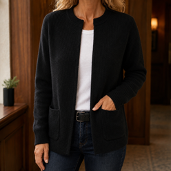 Soft Ribbed Hip-Length Cardigan
