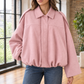 Pilot Jacket Faux Suede Cropped with Concealed Zip and Bubble Hem
