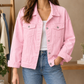 Denim Jacket Cotton Blend Relaxed with Four Pockets, Silver Buttons